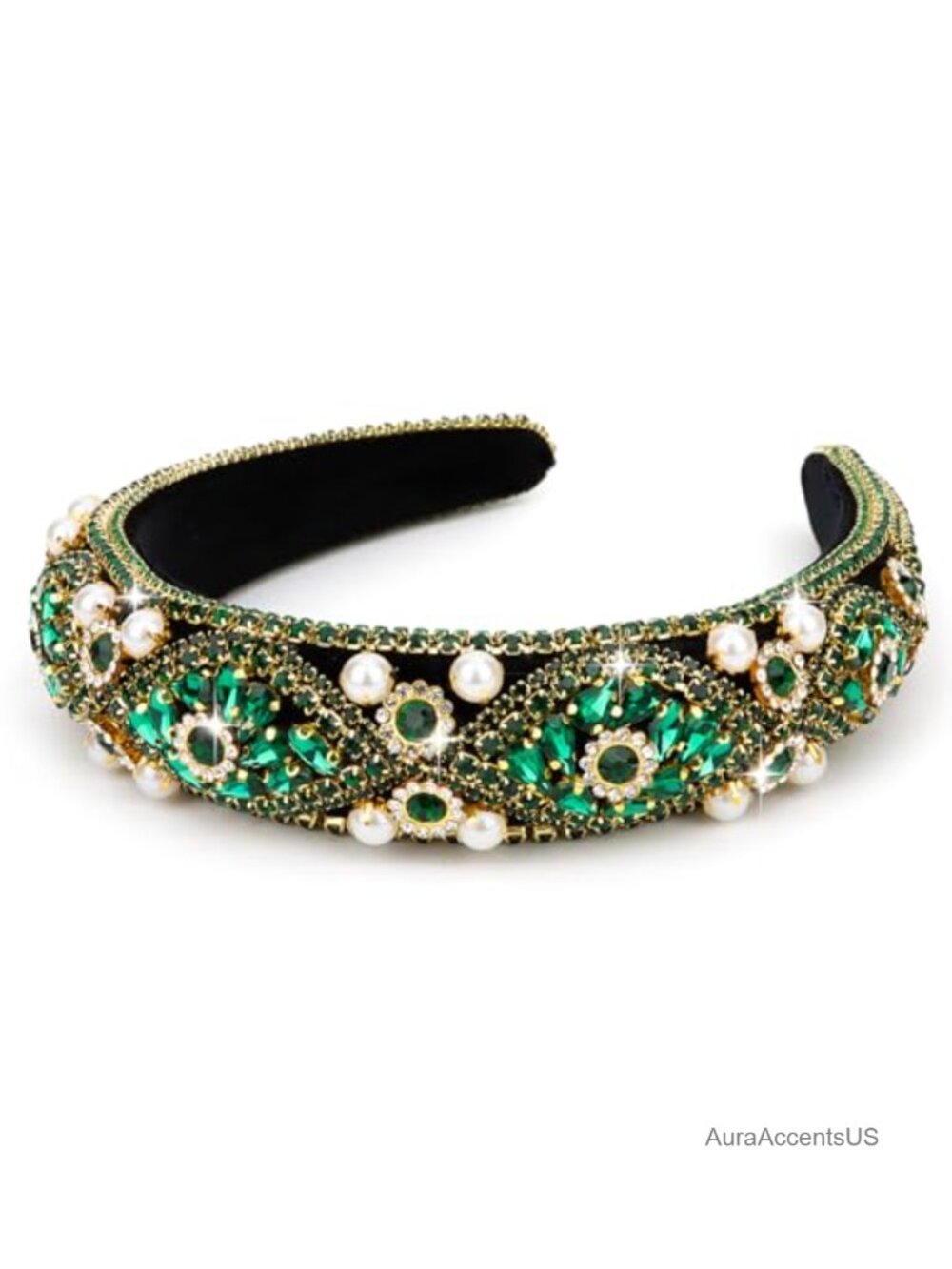 Rhinestone Pearl Headband Sparkly Bling Hair Accessory for Women